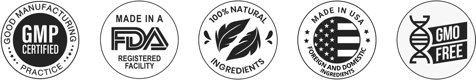 Breathe Ease X quality marks: GMP certified, made in an FDA registered facility, natural ingredients, made in the USA and GMO free
